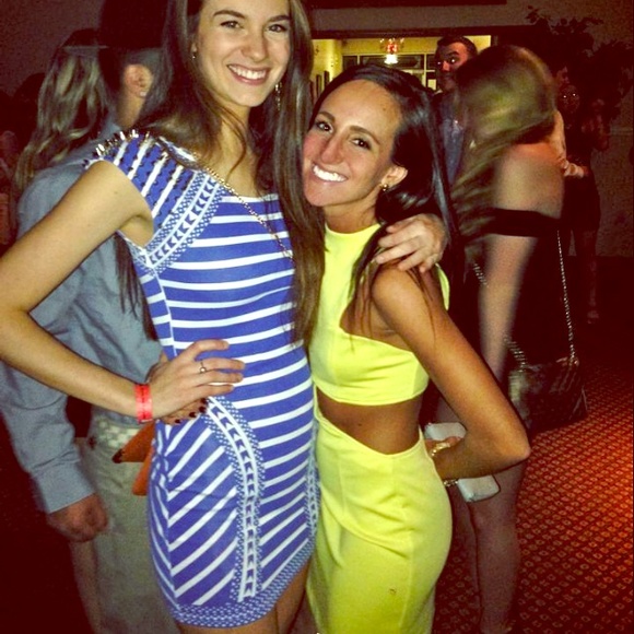 Reverse Dresses & Skirts - Blue and white dress with spiked shoulders